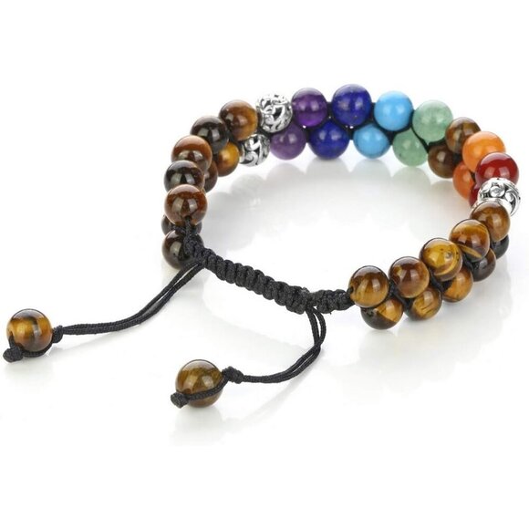 Yellow Tiger Eye Crystals Yoga Stone Bead Chakra Relax Bracelet for Womens Mens - Picture 5 of 7